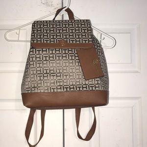 NWT Hillfiger Flap Backpack w/ Pouch